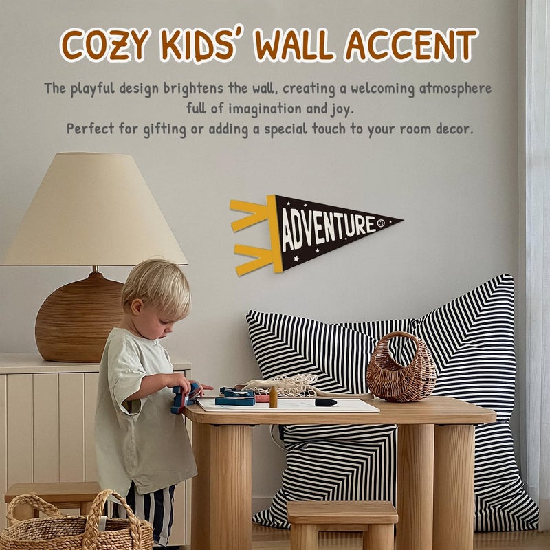 SJDFCSA Boy Nursery Decor, Adventure Sign Wall Hanging Pennant Flag Banner, Adventure Nursery Wall Decorations for Kids Toddler Boys Room Bedroom Playroom Decor - Image 5